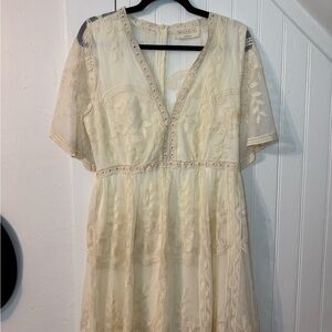 Needle & Thread Ivory Embroidered Gown